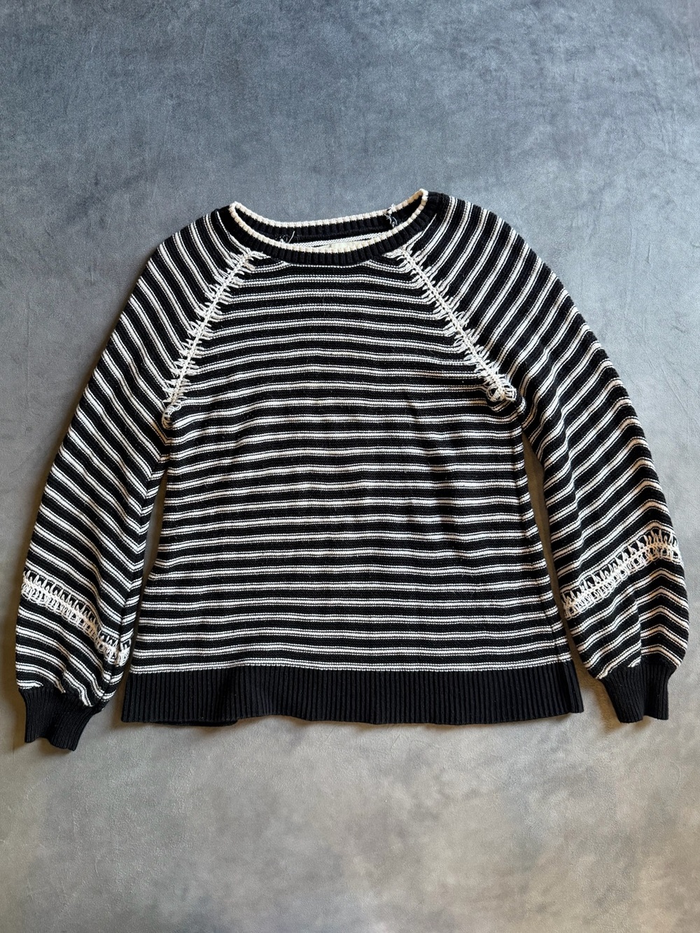 LOFT Black & White Striped Raglan Sweater